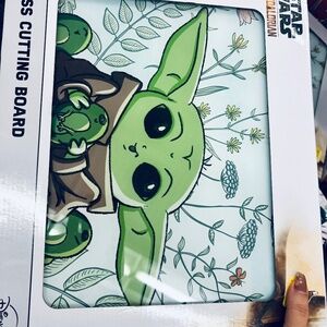Baby Yoda Glass Cutting board-Large